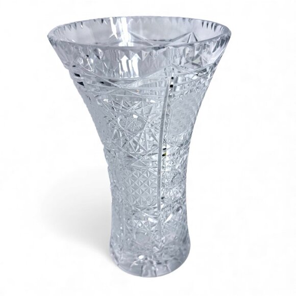 Vintage Cut Crystal Vase – 8” Heavy Starburst Design – 2.5 lbs - Picture 2 of 11